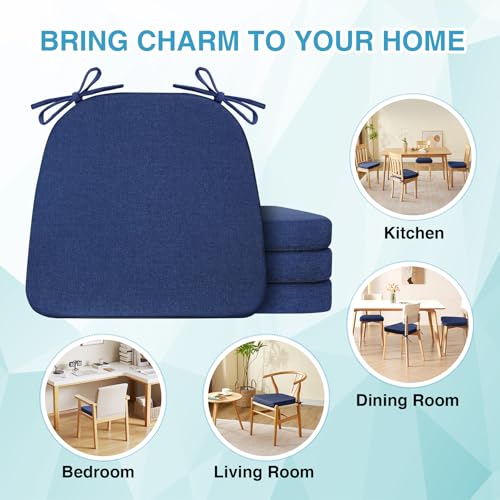Chair Cushions for Dining Chairs Set of 4, Non Slip with Ties, Black H39445