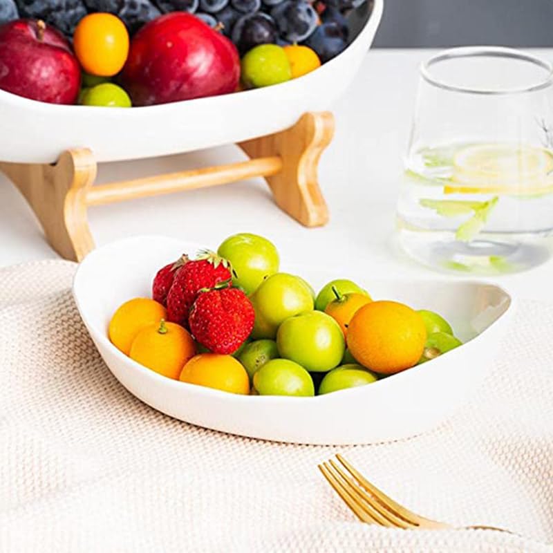 3 Tier Fruit Basket with Natural Bamboo Stand for Party & Wedding Q1966