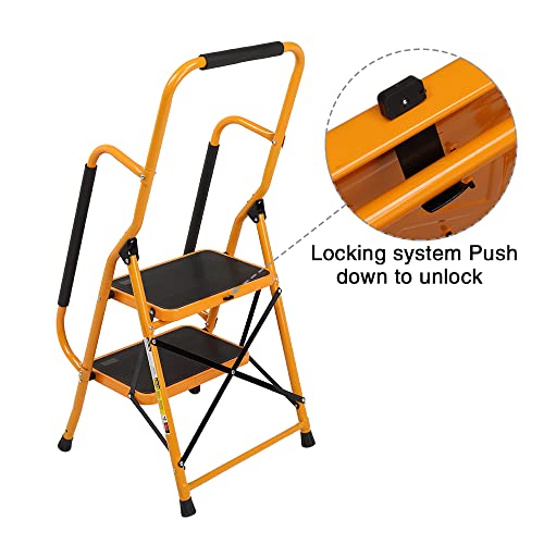 Winado 2 Step Ladder with Handrails, 500LBS Folding Step Stool O203913