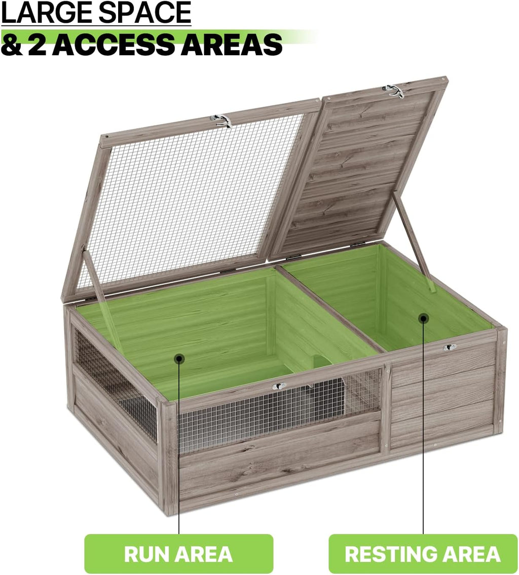 Magshion Outdoor Tortoise Enclosure Wooden Pet House Reptile Cage, 36.75" Grey T8522