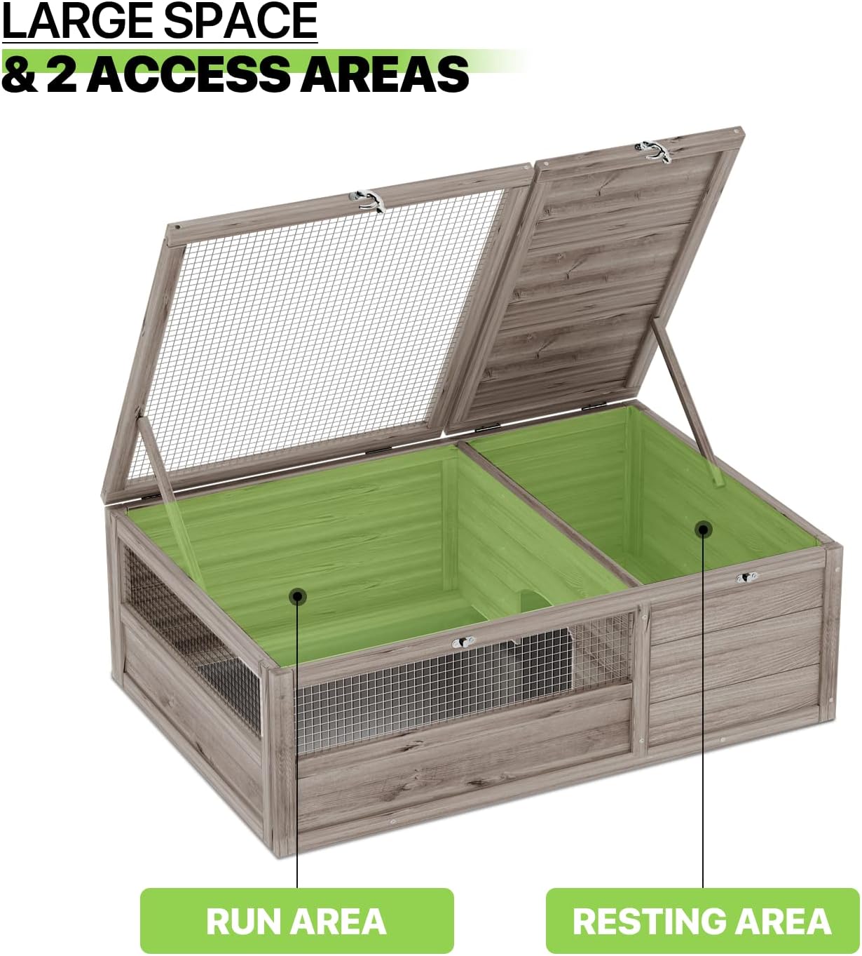 Magshion Outdoor Tortoise Enclosure Wooden Pet House Reptile Cage, 36.75" Grey T8522