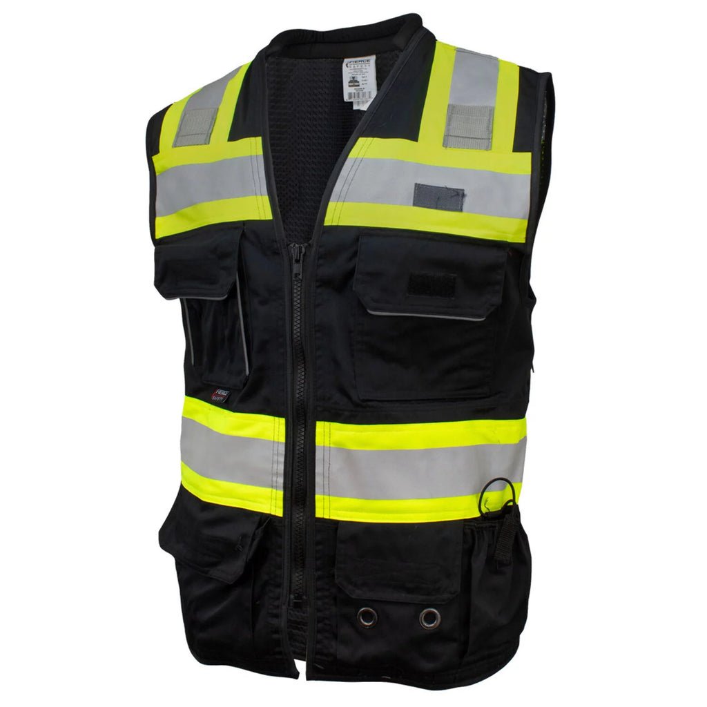 Fierce Safety SU500B Surveyors Class 1 Black Vest with Tablet Pocket A95997