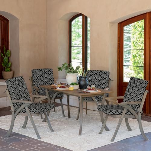 Arden Outdoor Dining Chair Cushion, 20 x 20, Rain-Proof, Peacock Blue Green Texture J4105