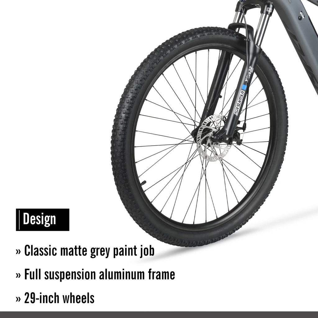Hyper Bicycles E-Ride 29" 36V Electric Mountain Bike for Adults, Grey N5618