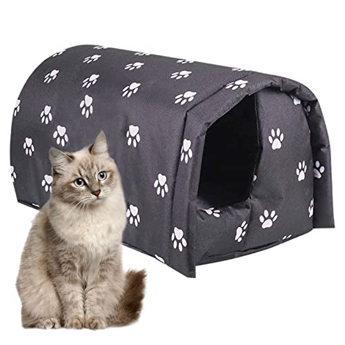 Fhiny Stray Cats Shelter Waterproof Outdoor Cat House Foldable Warm Pet Cave for Winter Black F12955