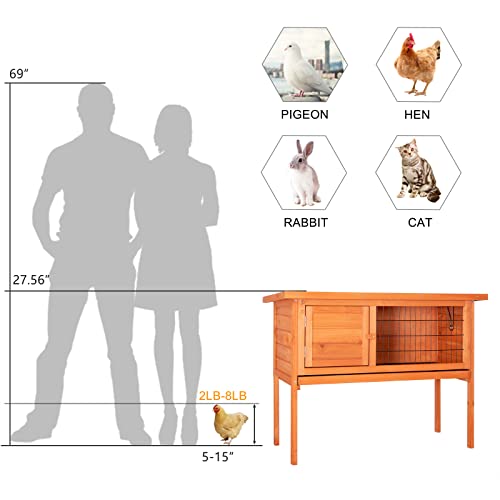 Outvita Rabbit Hutch 36" Single Deck Waterproof Wooden Chicken Coop Indoor Outdoor M5580