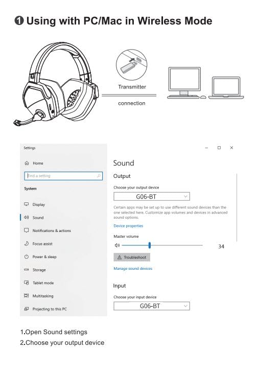 NUBWO G06 Dual Wireless Gaming Headset with Microphone for PS5, PS4, PC O599