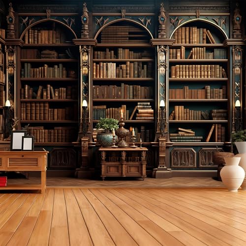 QGHOT Medieval Bookshelf Tapestry Vintage Library Wall Hanging P36533