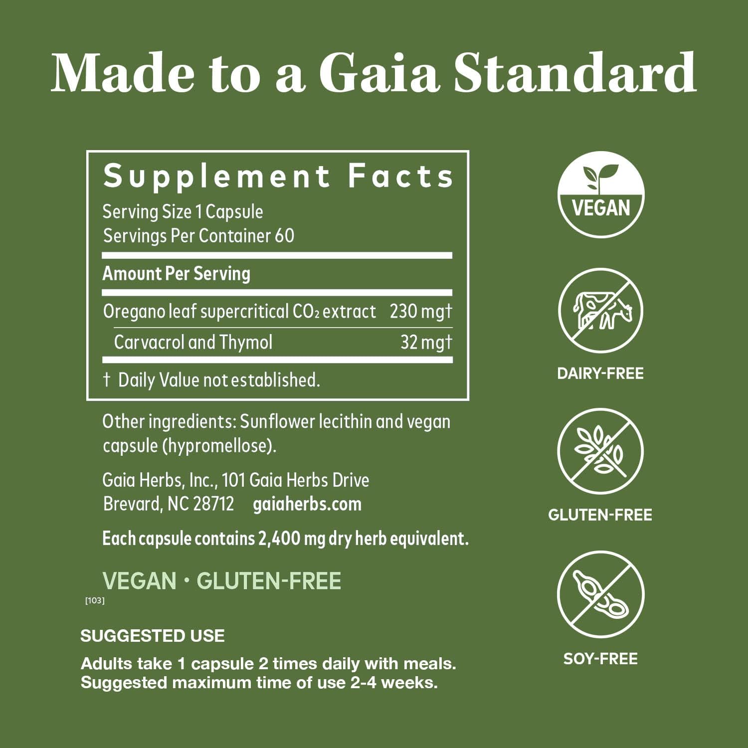 Gaia Herbs Oil of Oregano & Black Seed Oil - 60 Vegan Liquid Phyto-Capsules D24458
