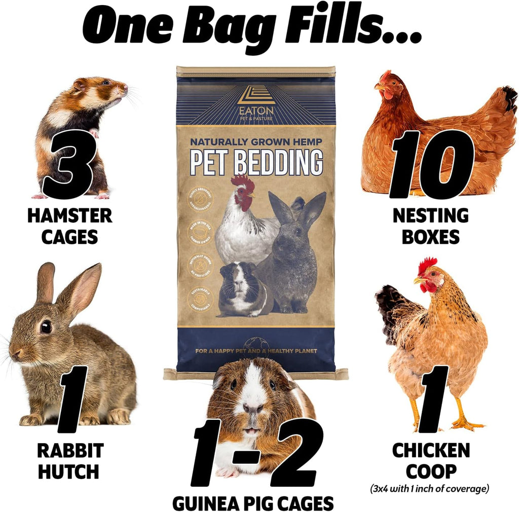 Eaton Pet and Pasture Naturally Grown Hemp Pet Bedding for Chickens, Small Pets, 28L J829