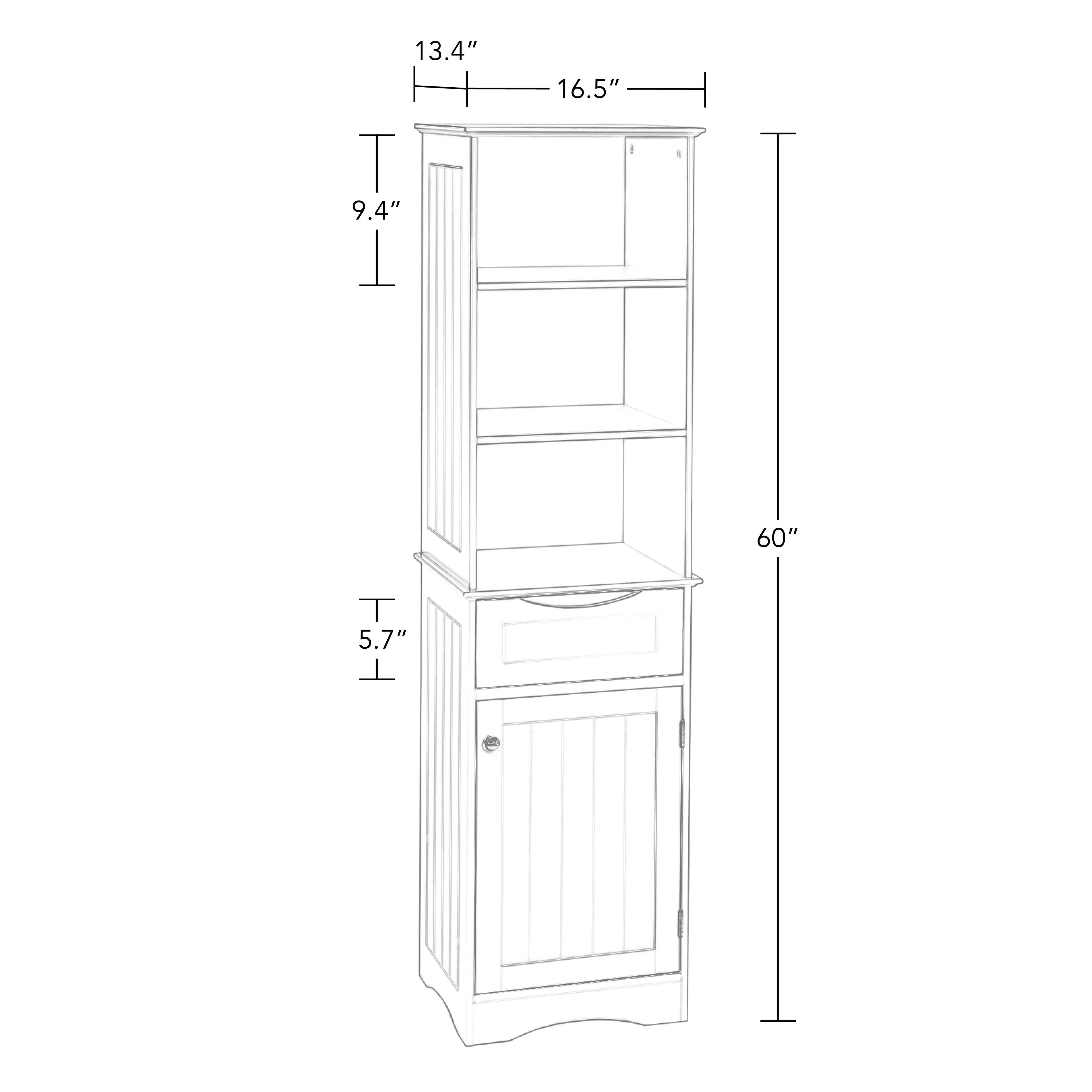 RiverRidge Home Ashland Tall Linen Storage Cabinet with Drawer, White I7879
