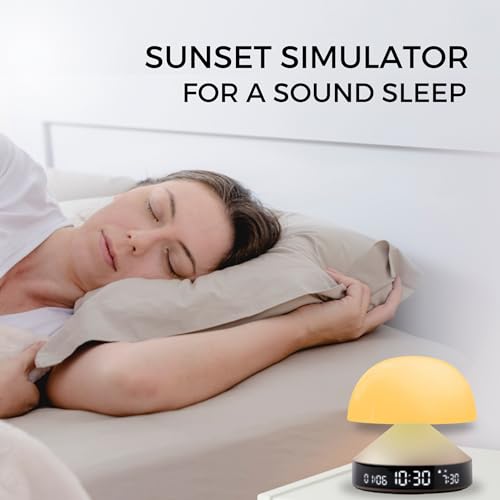 Lexon Mina Sunrise Alarm Clock, Wake Up Light & Sunset Lamp, Gun Metal N271479