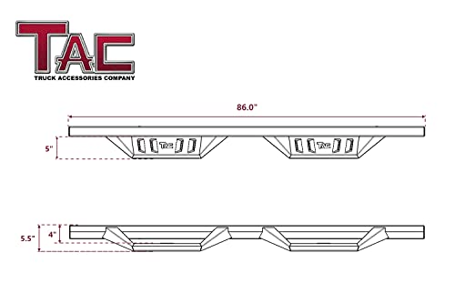TAC Sidewinder Running Boards for 2022-2024 Toyota Tundra CrewMax, 4" Drop Black Side Steps M634
