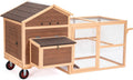 81”L Movable Chicken Coop with Wheels for 4-6 Chickens, Outdoor Chicken Coop with Run and Nesting Box Wooden Duck House Poultry Cage Chicken Hutch with Ramps for Hens Ducks and Rabbits