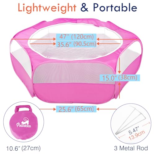 Pawaboo Small Animals Playpen, Waterproof Pet Cage Tent with Zippered Cover, Portable Outdoor Yard Fence, Green C9530