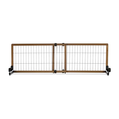 Carlson 70-Inch Wide Adjustable Freestanding Pet Gate, Wood, Brown Y7776