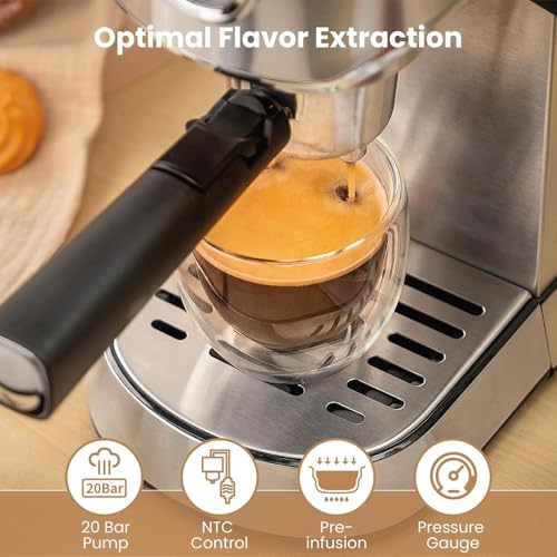 Gevi Espresso Machine 20 Bar with Auto Milk Frother, Stainless Steel D6478