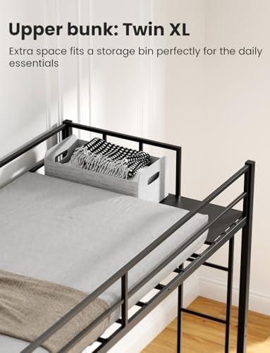 Heavy Duty Triple Bunk Bed Twin over Twin with Guardrails and Ladder, Black Y548246