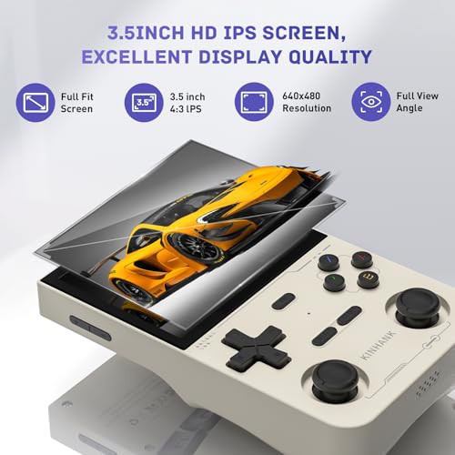 Kinhank K36 Retro Handheld Game Console with 9000+ Games, 64GB TF Card, 3.5 Inch IPS Screen (Black) U2328