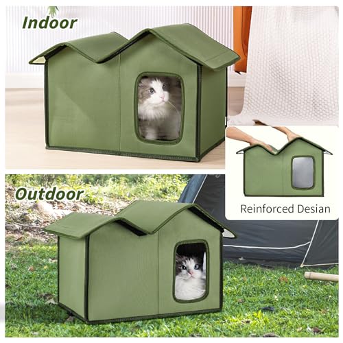 2THESTARS Outdoor Cat House Waterproof Insulated Shelter with Removable Washable Cover Z56840