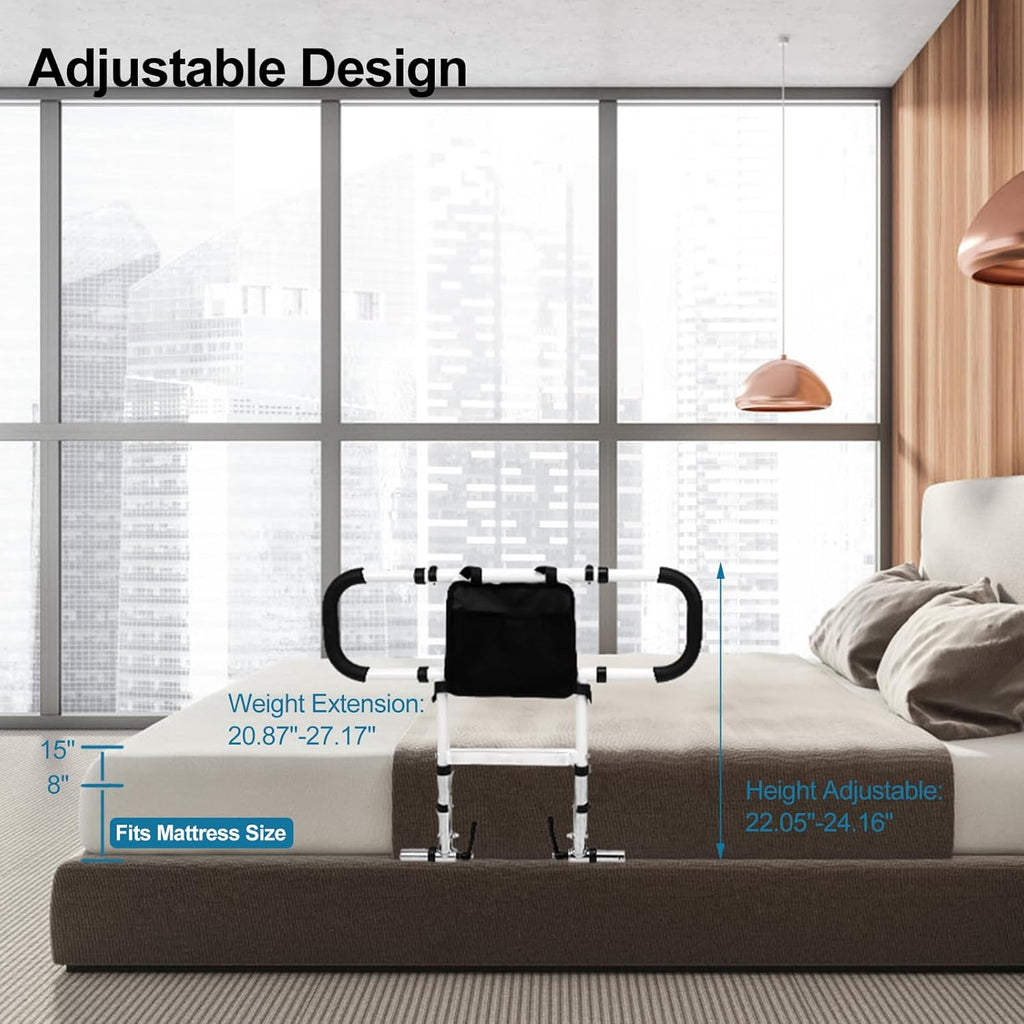 Hotodeal Bed Rail for Elderly Adults Safety with Adjustable Height & Motion Light U167