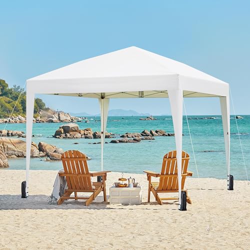 Yaheetech 10x10 Pop Up Canopy with 4 Removable Sidewalls, White F109731