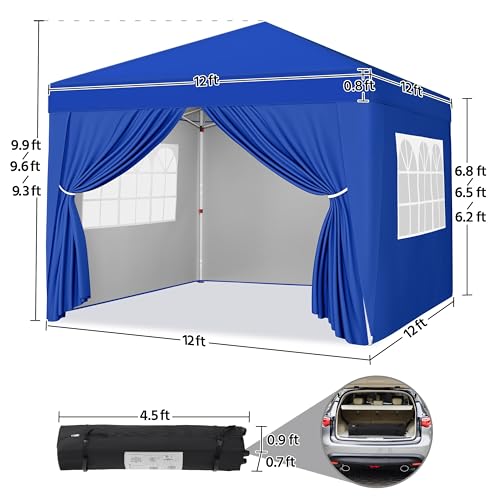 Yaheetech 10x10 Pop Up Canopy with 4 Removable Sidewalls, White F109731