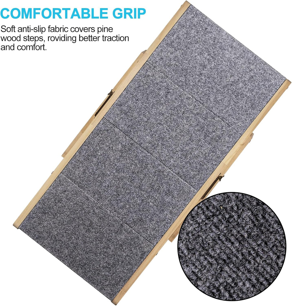 Foldable Wood Pet Stairs & Ramp with Non-Slip Pads for Dogs and Cats H153585