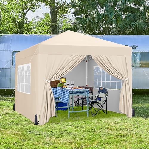 Yaheetech 10x10 Pop Up Canopy with 4 Removable Sidewalls, White F109731