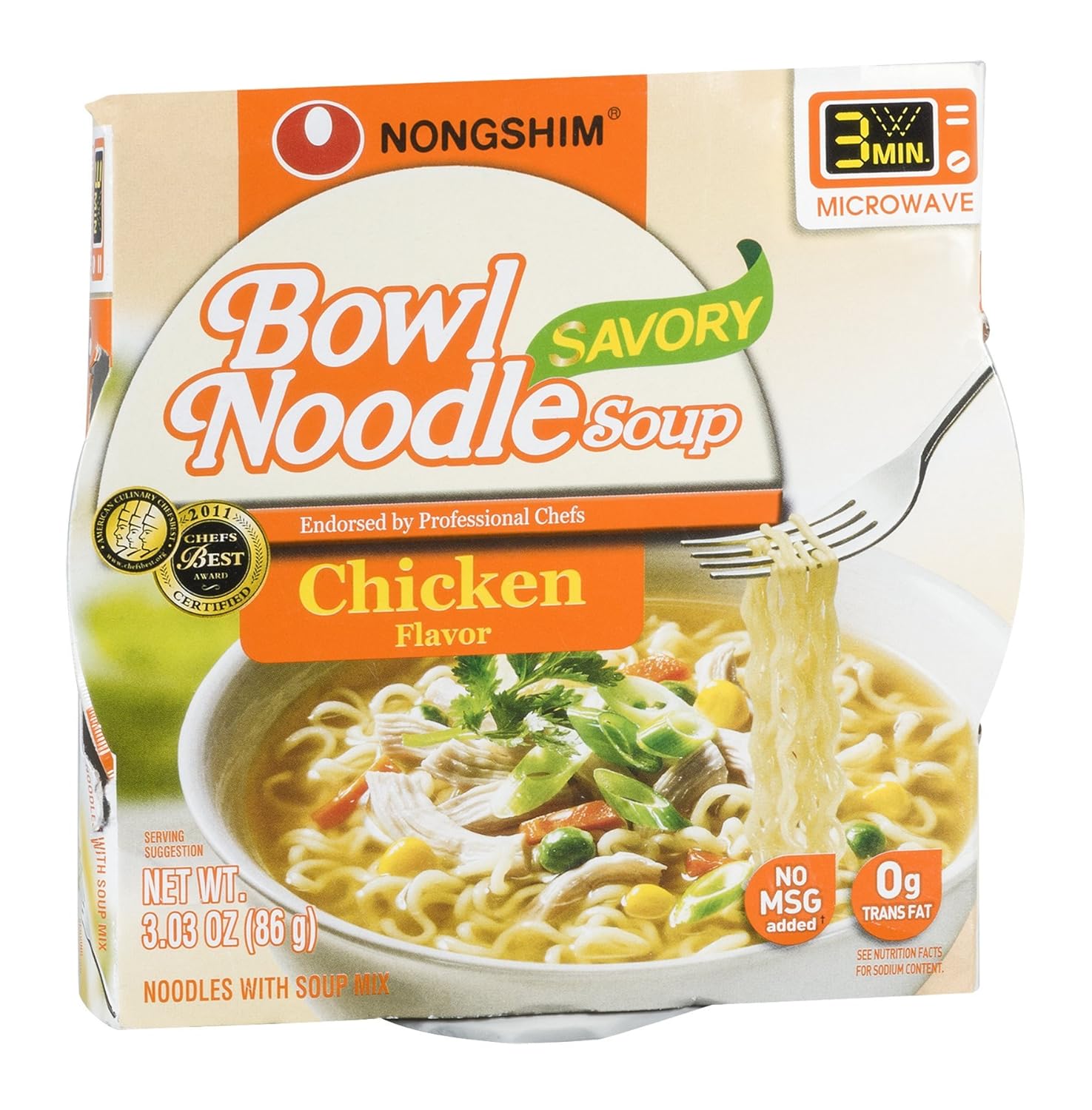 Nongshim Bowl Noodle Savory Soup Chicken 3.03 OZ (Pack of 24)