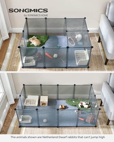SONGMICS Pet Playpen with Floor, Small Animal Pen, White N29964