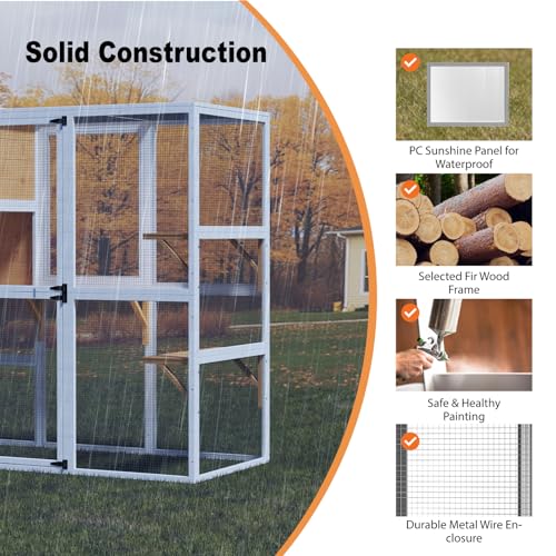 Catio Outdoor Cat Enclosure, Large Walk-in Cat Cage with Waterproof Cover, 72 inch X803947