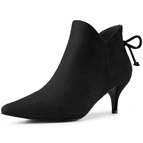 Allegra K Women's Pointed Toe Kitten Heel Ankle Booties