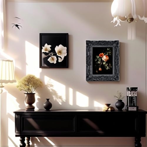 Vintage 8x10 Picture Frame Black Gothic Antique Tabletop Wall Hanging Q4235