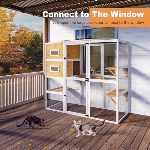 Catio Outdoor Cat Enclosure, Large Walk-in Cat Cage with Waterproof Cover, 72 inch X803947