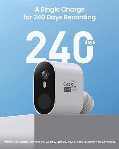 AOSU Security Cameras Wireless Outdoor 5MP 2-Camera Kit with 166° Wide Angle D296066
