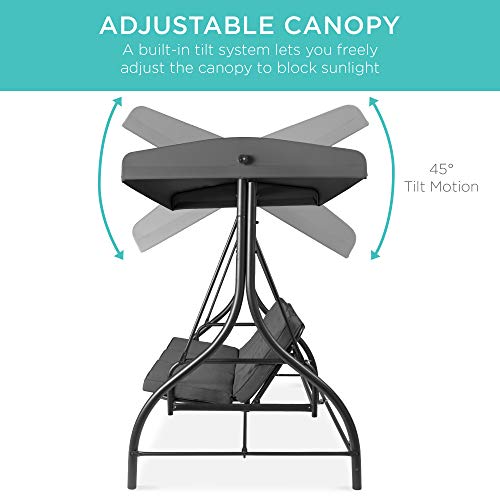 Best Choice Products 3-Seat Outdoor Canopy Swing Glider with Adjustable Shade, Midnight Green A10932