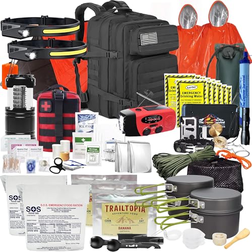 Denver: Premium 72 Hour Survival Backpack with Supplies - 2024 Model Bug Out Bag Backpack - Upgraded Go Bag Emergency Backpack w/Complete Tactical Survival Kit - Bug Out Bag Survival Kit for 2 Person