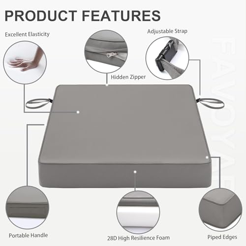 Favoyard Patio Chair Cushions 19 x 19 x 3 Inch Waterproof Outdoor Set of 2, Beige Q67095