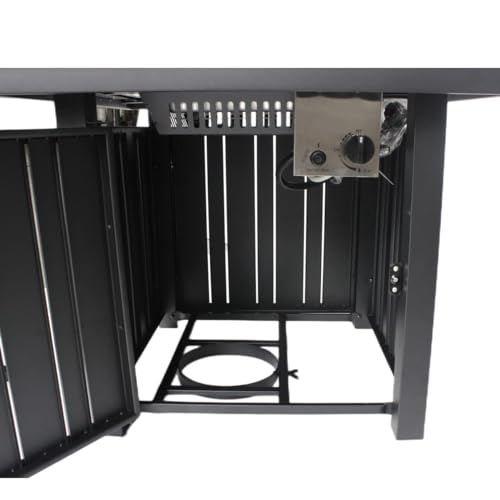 30" Propane Fire Pit Table with Ceramic Top, 50000 BTU, Outdoor Gas Firepit with Lid & Glass Rock Y964