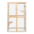 ISDAY Extra Large Outdoor Cat House Wooden Cat Cage Waterproof Roof Catio Outdoor Cat Enclosure - Cat Play & Run Enclosures Cat Playpen Window Cats Crate with 7 Platform and 2 Resting Box (Orange)