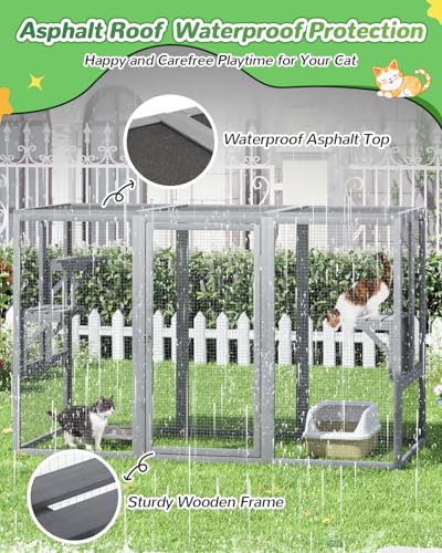 Catio Outdoor Cat Enclosure Weatherproof Wooden Grey Q380854