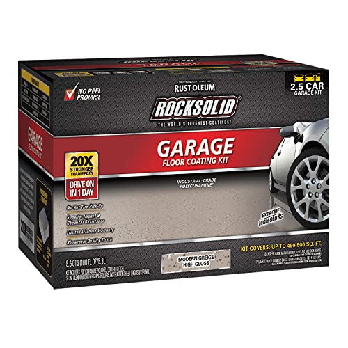 Rust-Oleum RockSolid Polycuramine Garage Floor Coating, 2.5 Car Kit, High Gloss Gray F2688