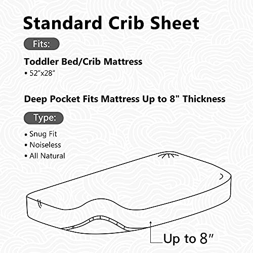 TILLYOU 2 Pack Fitted Crib Sheets - 100% Cotton, White & Charcoal Gray L7613