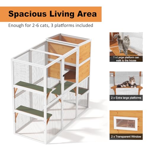Catio Outdoor Cat Enclosure, Large Walk-in Cat Cage with Waterproof Cover, 72 inch X803947