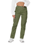 AKARMY Women's Relaxed Fit Cargo Pants Outdoor Sport Hiking Pants Casual Pants Parachute Pants with Zipper Pockets