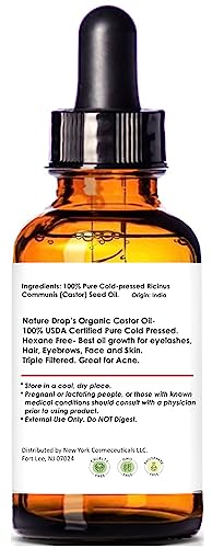 Organic Castor Oil 1 oz - 100% USDA Certified Pure Cold Pressed Hexane Free W28807