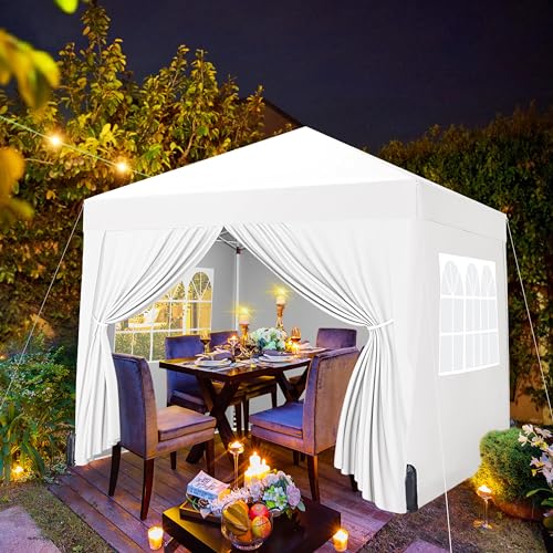 Yaheetech 10x10 Pop Up Canopy with 4 Removable Sidewalls, White F109731