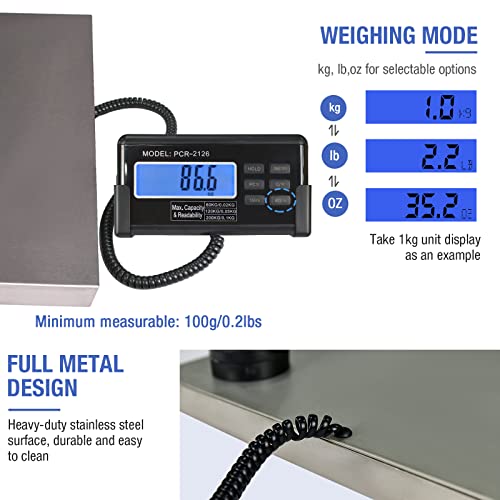 SurmountWay Shipping Scale 660lbs LCD Digital Platform Heavy Duty Portable Stainless Steel V6922