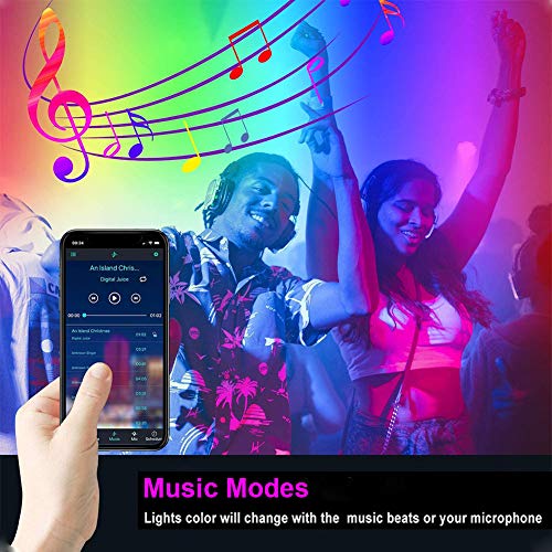 WiFi RGB LED Strip Lights 30ft Dimmable Waterproof with App Control S57509